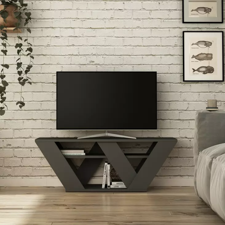 TV-bänk Hanah Home Pipralla Antracit Spånskiva 110x40x30 cm - TV-bänkar - 8681875101126 - 1