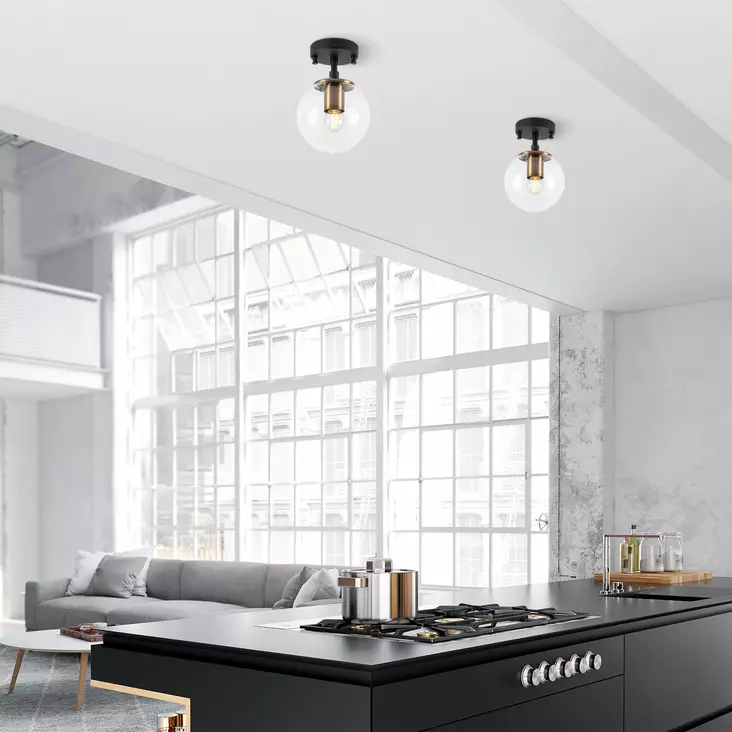 Taklampa Opviq Atmaca Svart Metall 15 x 15 cm - Tak- och vägglampor - 8683342264136 - 1