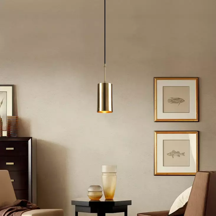 Taklampa Opviq Kem Guld Svart Metall 9 x 124 cm - Tak- och vägglampor - 8681875501636 - 1