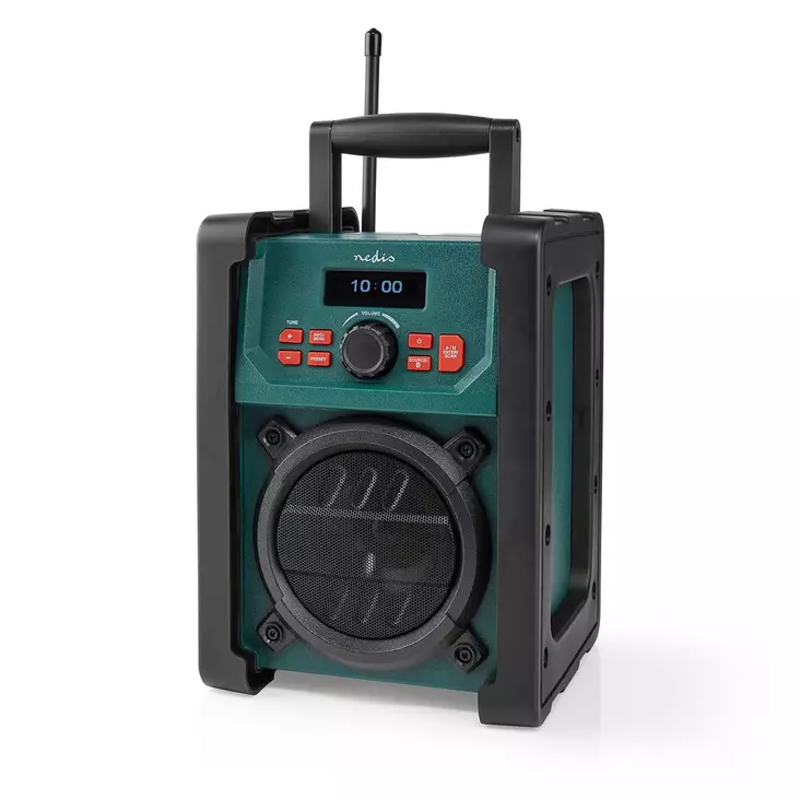 DAB+ Radio | Radio på Arbetsplatsen | DAB+ / FM | 2.20 " | Svart Vit Skärm | Batteridriven / Strömadapter | Digital | 15 W | Bluetooth® | Alarmklockfunktion | Sov timer | IP65 | Handtag | Grön / Svart - Radioapparater - 5412810406326 - 1