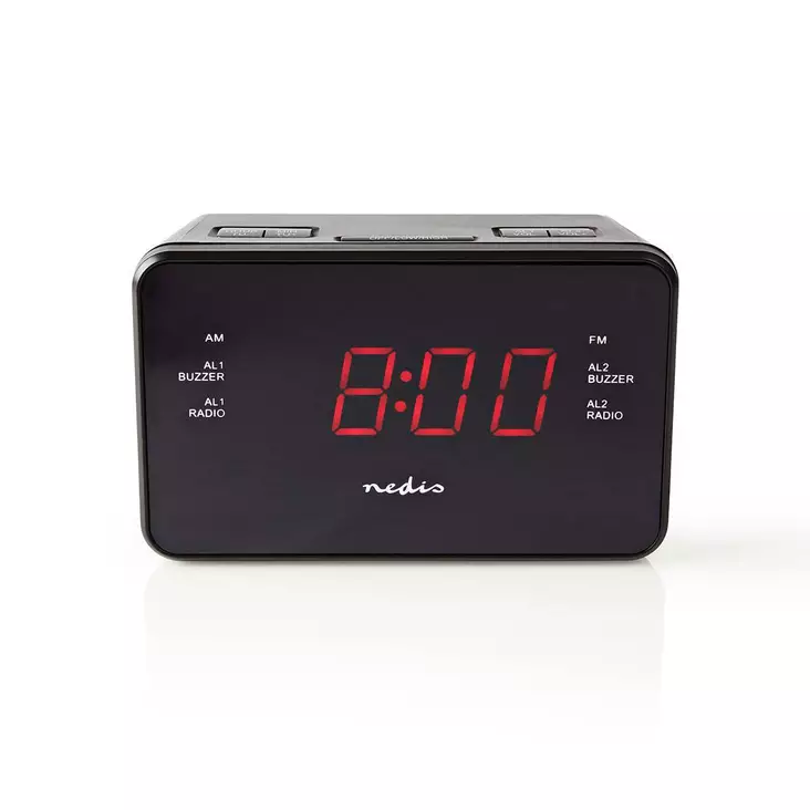 Digital klockradio | LED | 1x 3.5 mm Audio Input | Tidsprojektion | AM / FM | Snooze-funktion | Sov timer | Antal alarm: 2 | Svart - Klockor - 5412810274086 - 1