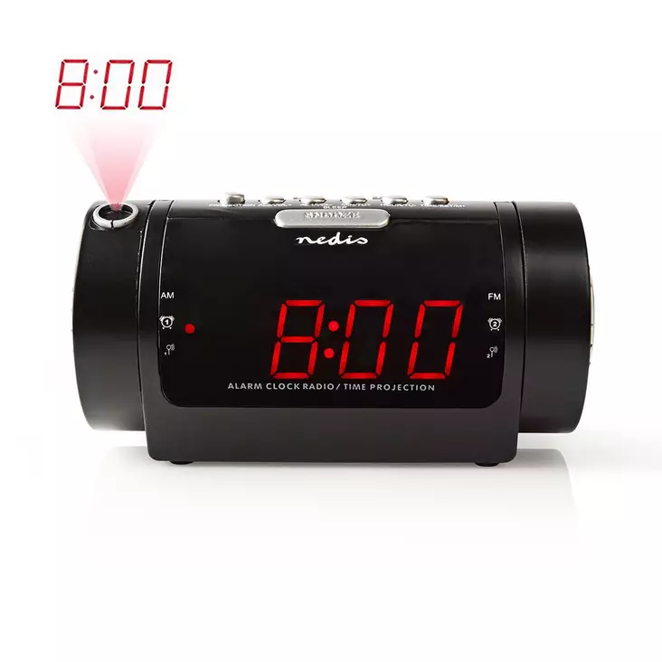 Digital klockradio | LED | Tidsprojektion | AM / FM | Snooze-funktion | Sov timer | Antal alarm: 2 | Svart - Klockor - 5412810274116 - 1