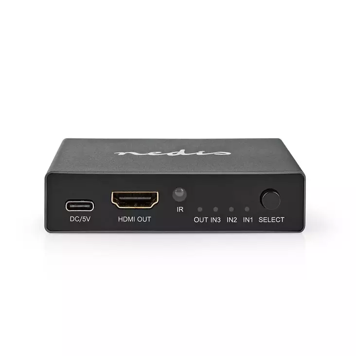 HDMI Switch | 3-Port port(s) | 3x HDMI Input | 1x HDMI Output | 8K@60Hz | 45 Gbps | Fjärrstyrd | Aluminium | Antracit - Videoväxlar och fördelare - 5412810410736 - 1