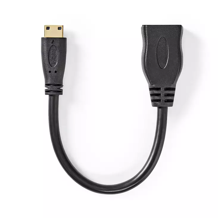 High Speed HDMI kabel med Ethernet | HDMI Mini kontakt | HDMI Utgång | 4K@30Hz | 10.2 Gbps | 0.20 m | Rund | PVC | Svart | Låda - HDMI-kablar - 5412810427116 - 1