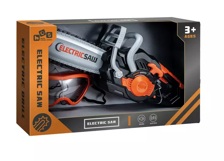 Leikkimoottorisaha ja suojalasit - Barnverktyg och yrkesleksaker - 6438484012686 - 1