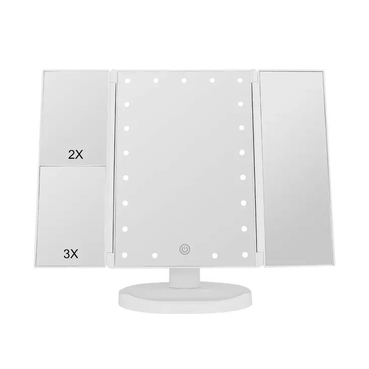 Lumio Lights tredelad vit sminkspegel med ljus - Sminkverktyg - 6438014385556 - 1