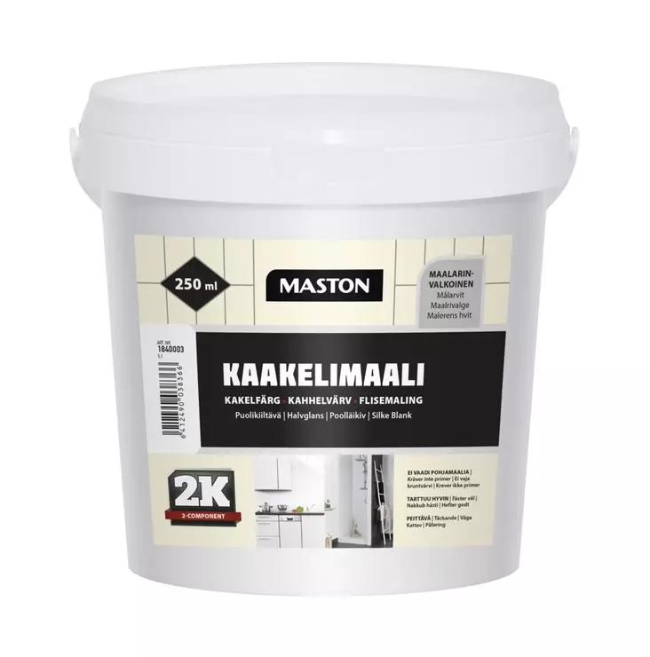 Maali 2K Kaakeli Maalarinvalkoinen 250ml - Inomhusfärger - 6412490038366 - 1