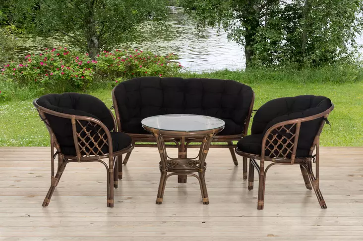 Oleskeluryhma Bahama rottinki musta - Trädgårdsmöbelgrupper - 6410416040646 - 1