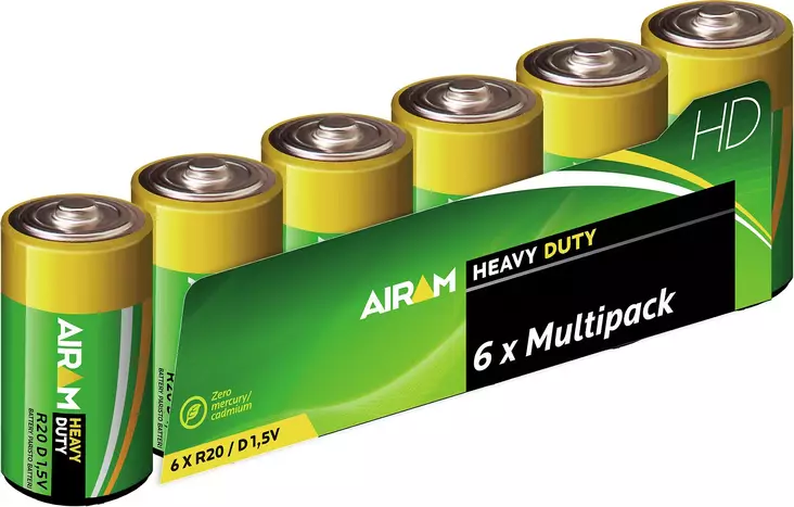 Paristo Airam HD Plus R20 6 kpl - Alkaliska batterier - 6435200000316 - 1