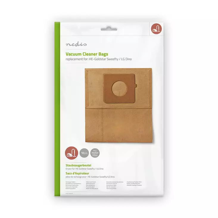 Dammsugarpåse | 10 st. | Papper | Säljs mest för: HE-Goldstar Sweefty / LG Dino | Brun - Dammsugarpåsar - 5412810285136 - 1