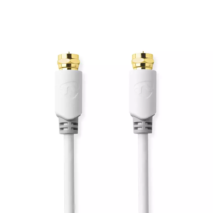 Satellite & Antenn kabel | F Hane | F Hane | Guldplaterad | 90 dB | 75 Ohm | Enskaligt skydd | 1.00 m | Rund | PVC | Vit | Låda - Antennkablar - 5412810320646 - 1