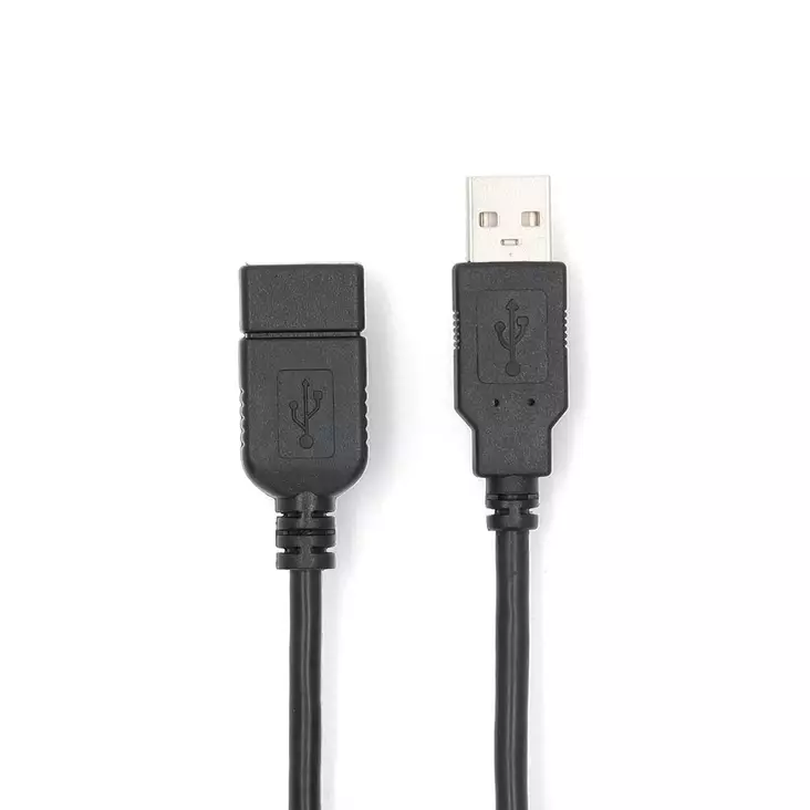 USB-kabel | USB 2.0 | USB-A Hane | USB-A Hona | 480 Mbps | Nickelplaterad | 3.00 m | Rund | PVC | Svart | Label - Dator och nätverk - 5412810421466 - 1