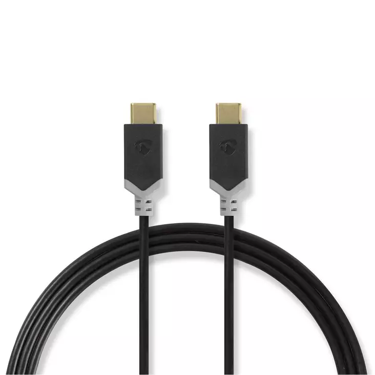 USB-kabel | USB 3.2 Gen 1 | USB-C Hane | USB-C Hane | 60 W | 4K@60Hz | 5 Gbps | Guldplaterad | 2.00 m | Rund | PVC | Svart | Låda - Dator och nätverk - 5412810272266 - 1