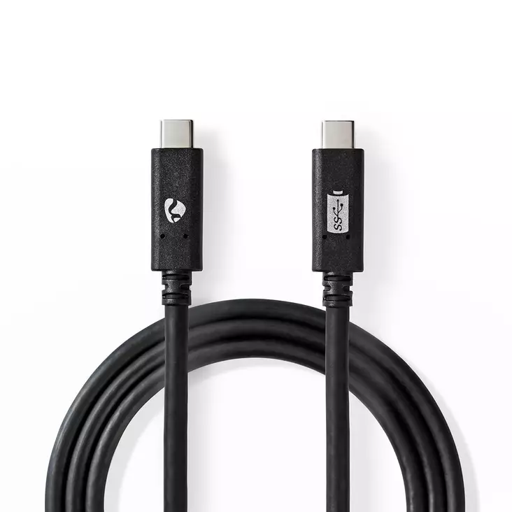 USB-kabel | USB 3.2 Gen 2 | USB-C Hane | USB-C Hane | 100 W | 4K@60Hz | 10 Gbps | Nickelplaterad | 1.00 m | Rund | PVC | Svart | Låda - Dator och nätverk - 5412810316106 - 1