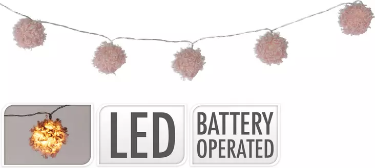 Ljusslinga PomPom 10led varm vit - Ljusslingor - 8720573324076 - 1