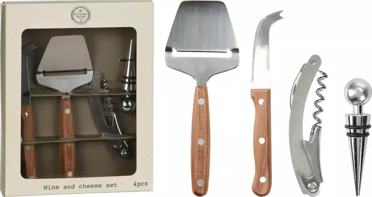 Viini- ja juustosetti 4-osainen - Bestick och serveringsredskap - 8720573186766 - 1