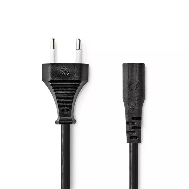 Strömkabel | Euro Man | IEC-320-C1 | Rak | Rak | Nickelplaterad | 2.00 m | Rund | ABS/PVC | Svart | Label - Strömkablar och kontakter - 5412810427536 - 1