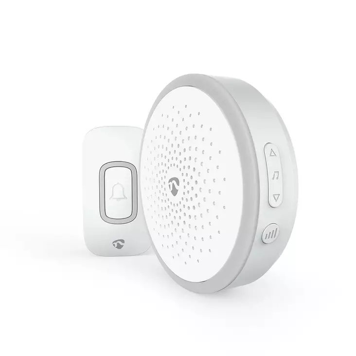 Trådlösa dörrklockan | Batteridriven | 4.5 V DC | 1x CR2032 | Volym: 80 dB | Signalområde: 150 m | 60 Melodier | 1 Mottagare | Vit - Dörrklockor och dörrkameror - 5412810476916 - 1