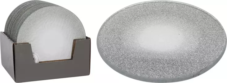 Silverfärgad glasskiva 20 cm med glittrig yta – ett stilrent och hållbart val för fest- och vardagsbordet - Ljus och lyktor - 8719202824476 - 1