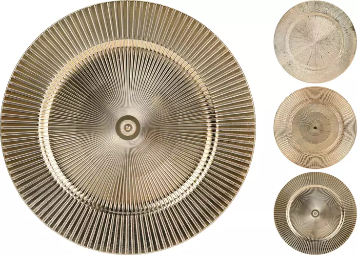 Dekorativ metallisk gyllene väggtallrik 33?cm – lyxig inredningsdetalj för hemmet - Ljus och lyktor - 8719987118296 - 1