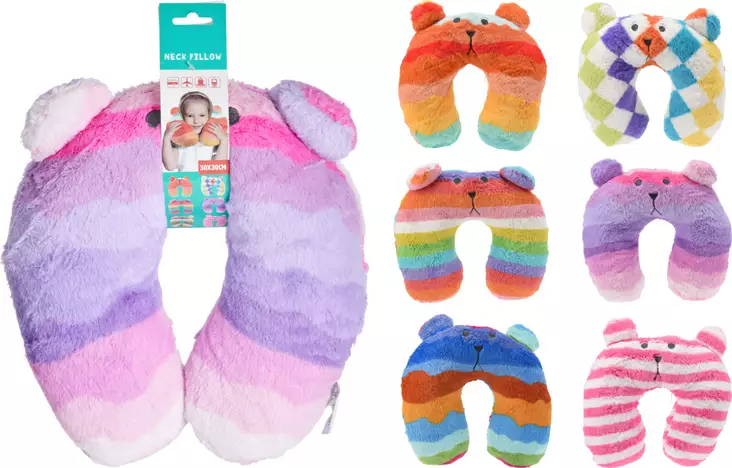 Barns mjuka nackkudde med björnfigur – en bekväm och stadig reskamrat för bil och flyg - Kuddar och täcken - 8721037024976 - 1