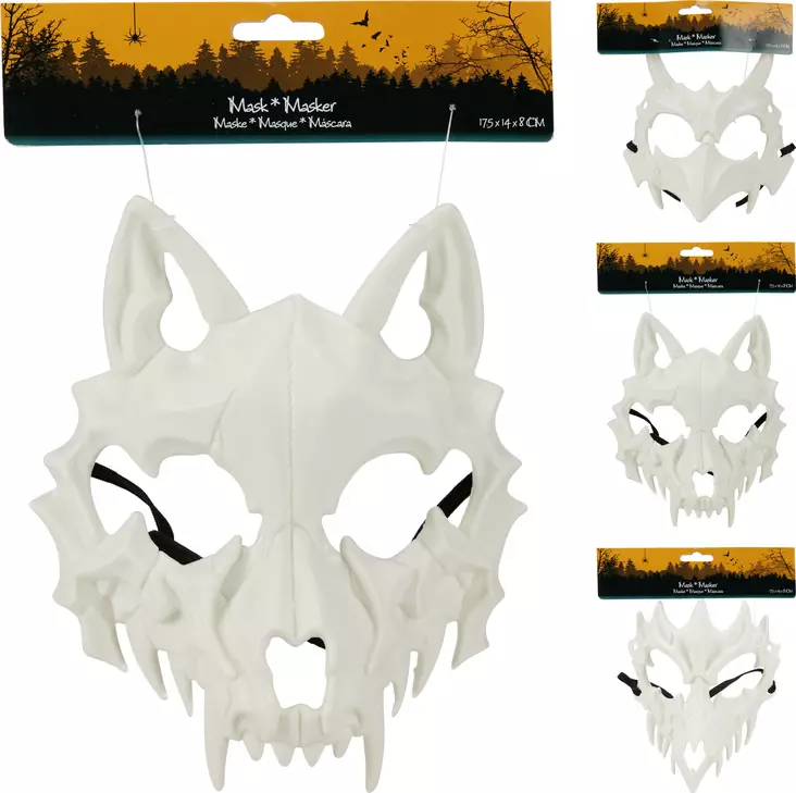 Halloween Dödskallemask för Vuxna – Lätt och Hållbar Skräckmask för Fester, Storlek 17.5x14x8cm, PP Material - Bärbara festtillbehör - 8721037436236 - 1