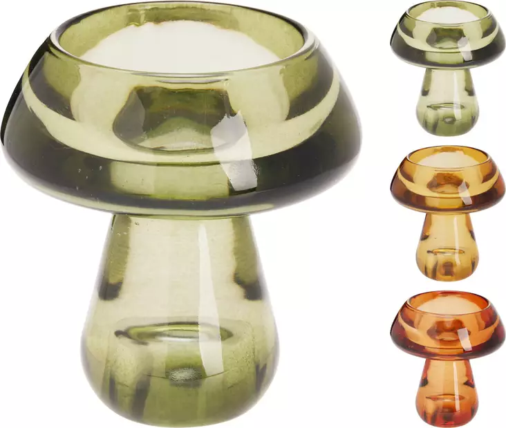 Glashållare för ljus 88mm, elegant svampform, modern retroinredning och stämningsbelysning - Ljus och lyktor - 8721037620666 - 1