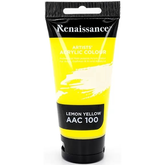 Akryylimaali 75 ml Lemon Yellow - Akrylfärger och målarfärger - 8851907234386 - 1