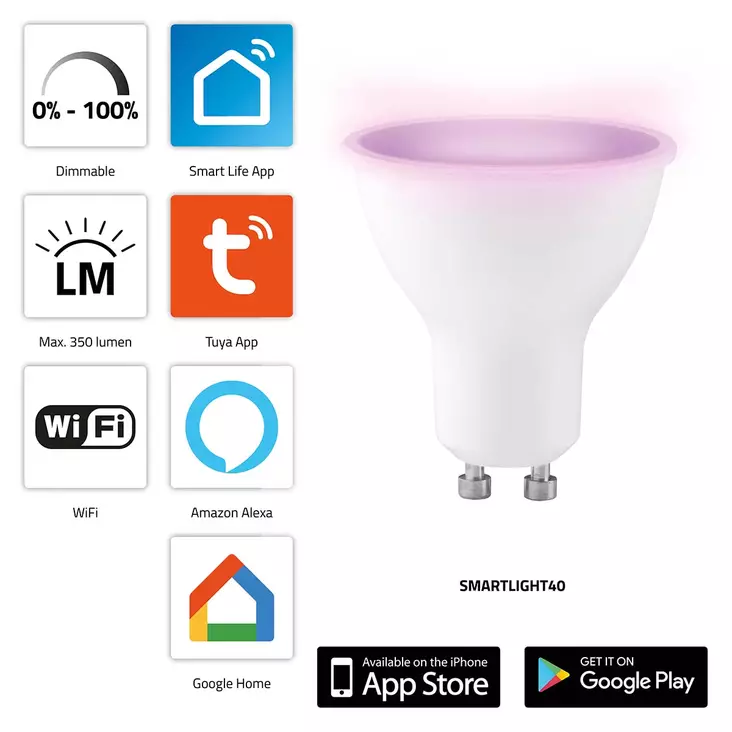 Smart LED-färglampa med Wi-Fi - Ljuskällor - 8712412586516 - 1