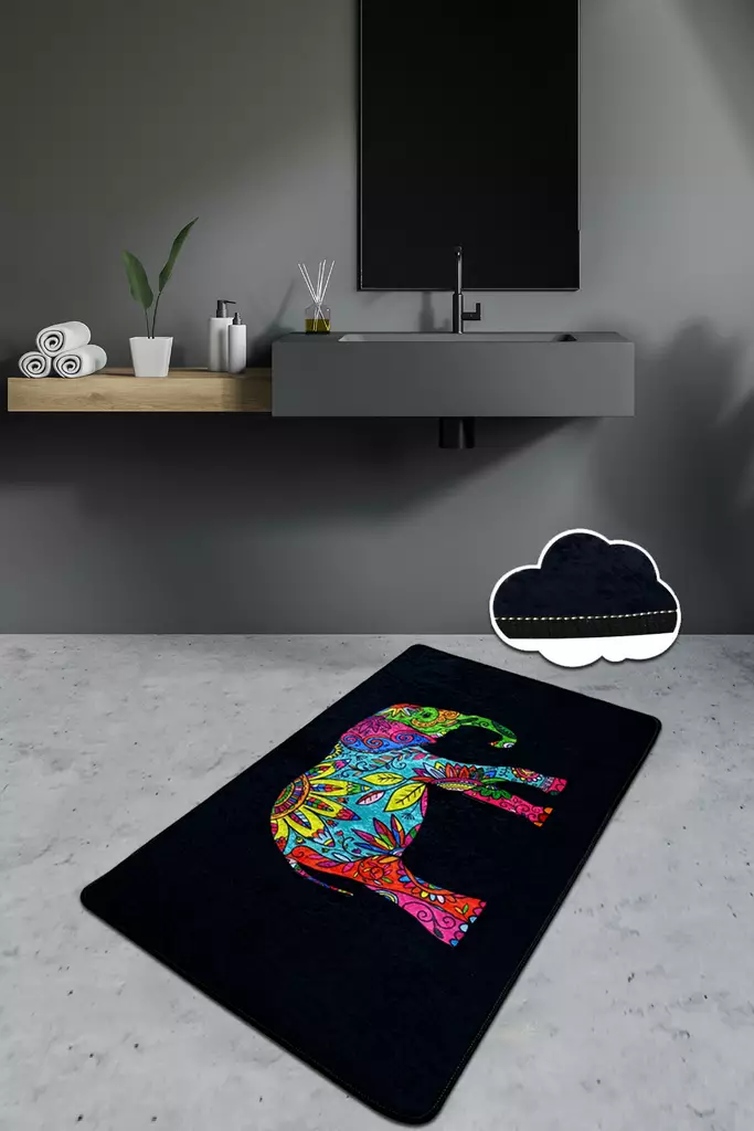 Badrumsmatta Mijölnir Flerfärgad 100% Polyester Antibakteriell Halkfri 70x120 cm - Badrumsmattor och våtrumsmattor - 8682870915886 - 1