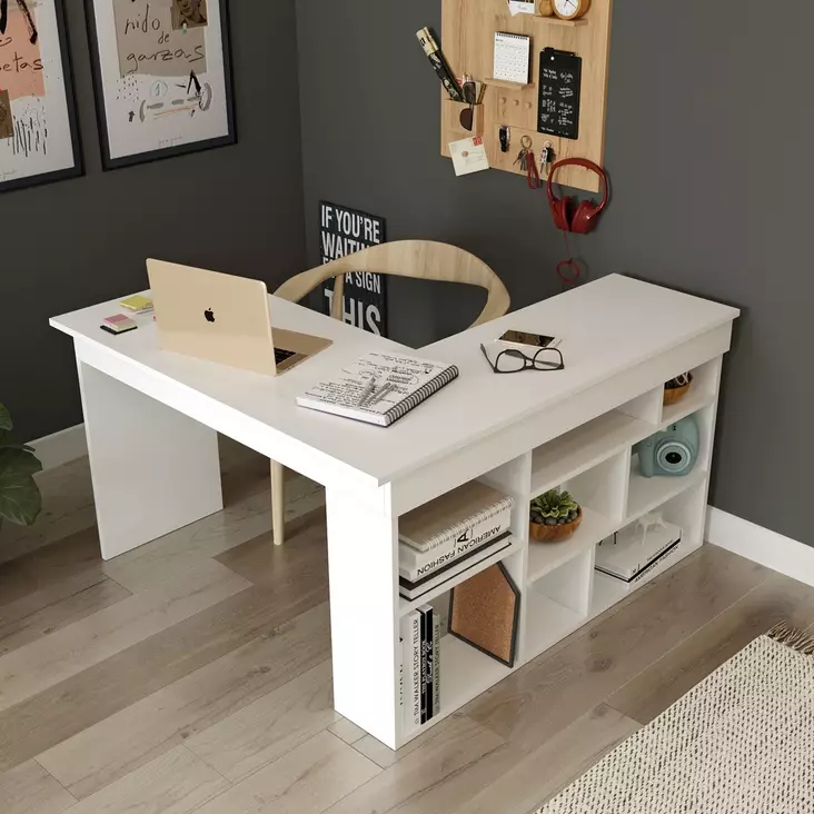 Skrivbord Hanah Home Ct5 W Vit Spånskiva 129x72x120 cm - Skrivbord - 8683342403696 - 1