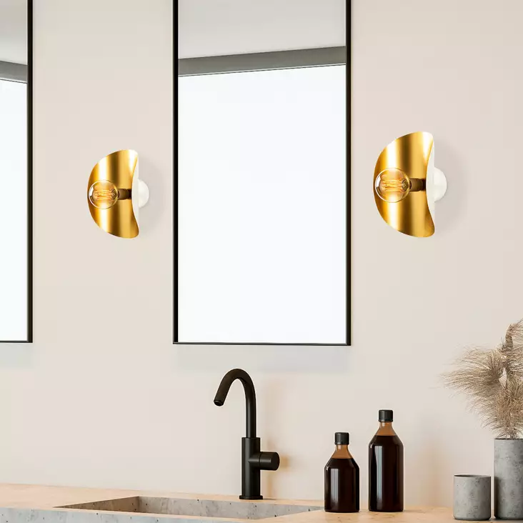 Vägglampa Opviq Sivani Vit Guld Järn 17 x 13 cm 30 cm - Tak- och vägglampor - 8681875649796 - 1