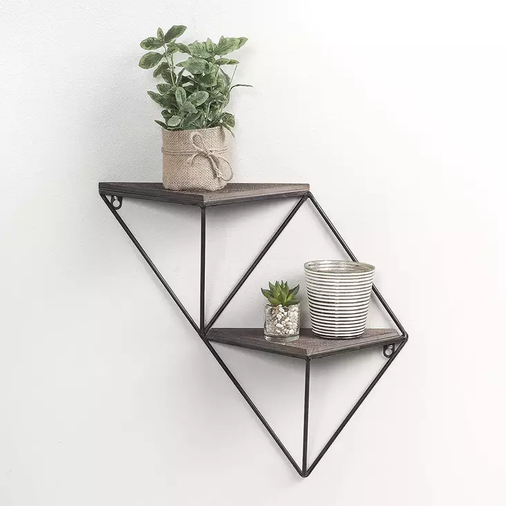 Vägghylla Hanah Home Wr045 Valnöt Massivt Trä Metall 33x30x13 cm - Möbler - 8681875990096 - 1