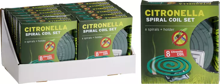 Citronella rökelsespiral 8-pack med hållare 11 cm - Myggnät och -avvisare - 8721037889506 - 1