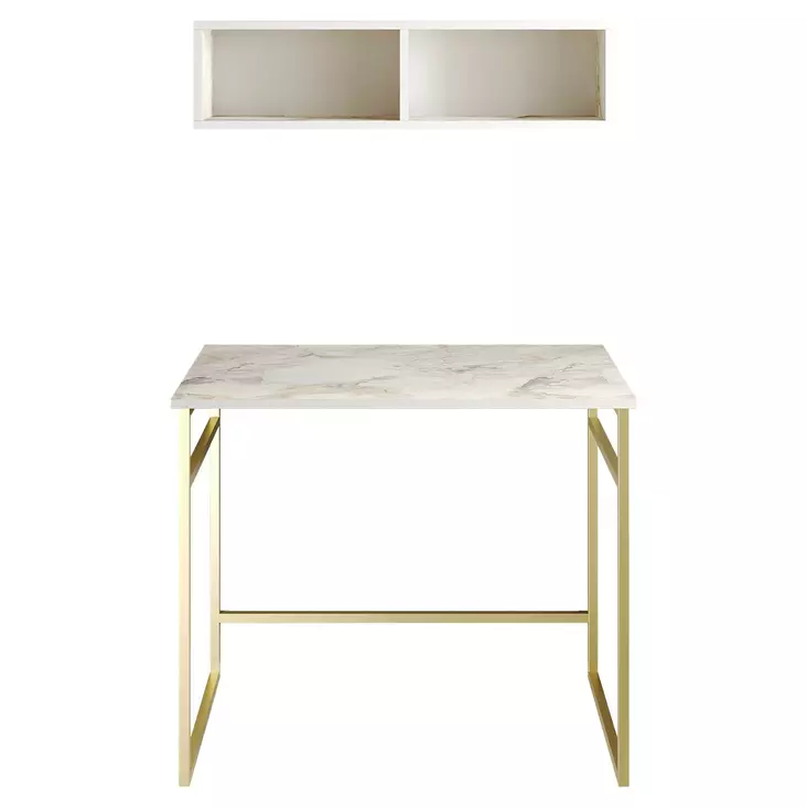Skrivbord Hanah Home Gama Vit Guld Spånskiva 90x75x60 cm - Skrivbord - 8681875920796 - 1