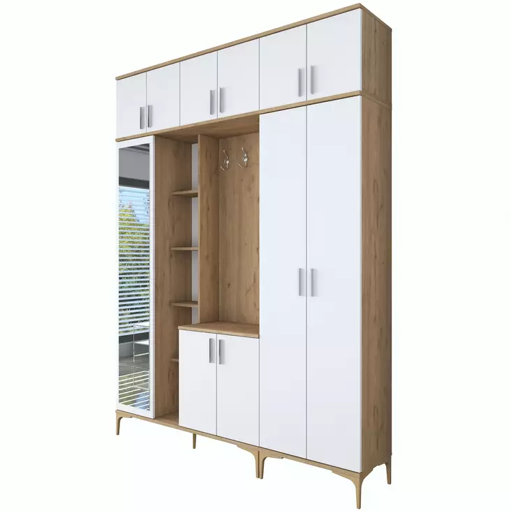 Hallmöbel Hanah Home EA121 Valnöt Vit Spånskiva 180x240x37,5 cm - Hallskåp - 8684282480846 - 1