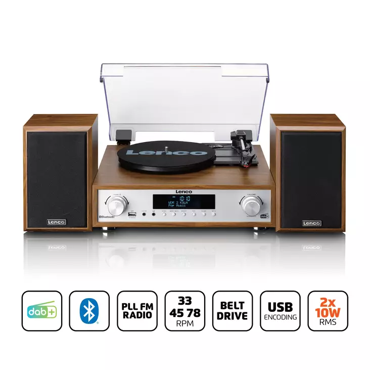 HiFi Stereoanläggning med skivspelare, DAB+/FM-radio och Bluetooth® Wood - Skivspelare och nålar - 8711902080046 - 1