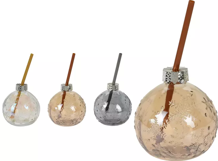 Juomalasi pillillä Joulupallo - Dricksglas - 8719987904486 - 1