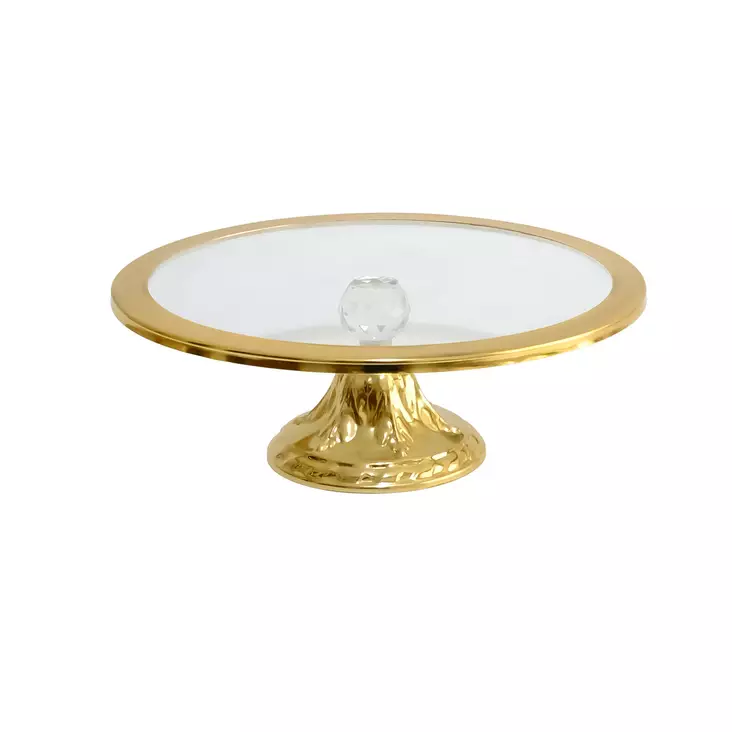 Tårtfat, guld, 30 cm, 14 cm, hållbart, lyxigt, elegant - Serveringsfat - 8682870941816 - 1