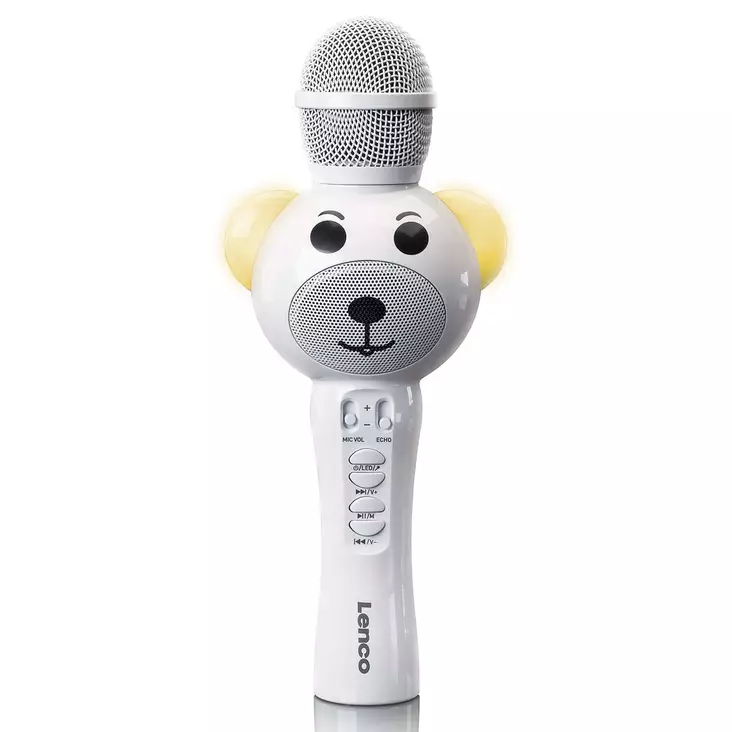 Karaokemikrofon med Bluetooth® SD-kortplats lampor Aux-utgång Vit - Mikrofoner och karaokemaskiner - 8711902065296 - 10
