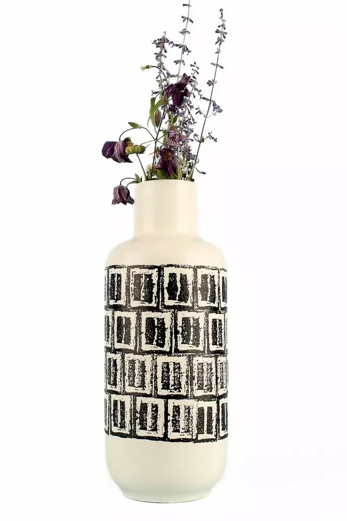 Dekorativ Kruka Aberto Design YL694 Svart Vit Keramik 13x33 cm - Hängande blomkrukor och vaser - 8684283435616 - 1