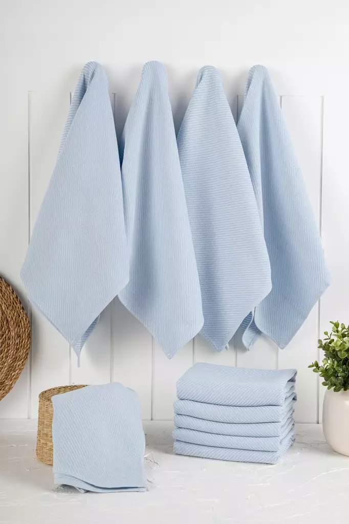 Kökshandduk Set Hermia Eloise Ljusblå Bomull Polyester 10 Delar - Kökstextilier - 8684283207466 - 1