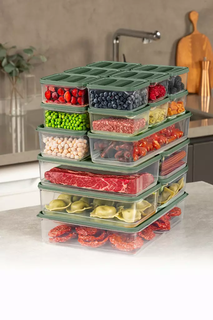 Förvaringslåda Set Hermia Grön Plast 19 Delar - Matlådor och matförvaringsbehållare - 8684283210466 - 1