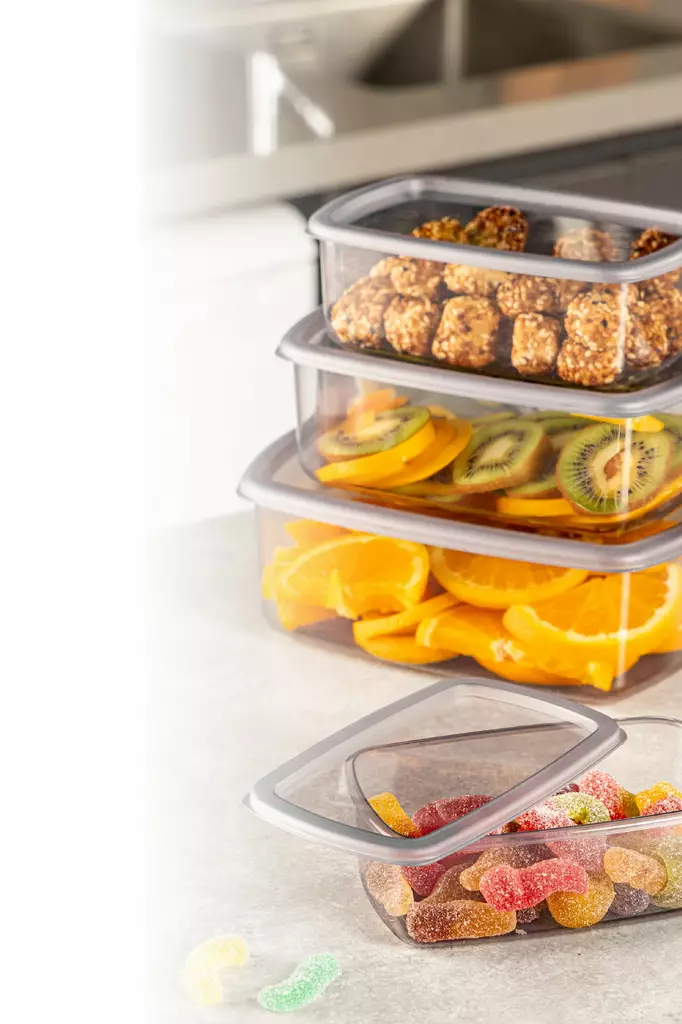 Förvaringslåda Set Hermia Antracit Plast 4 Delar - Matlådor och matförvaringsbehållare - 8684283210596 - 1