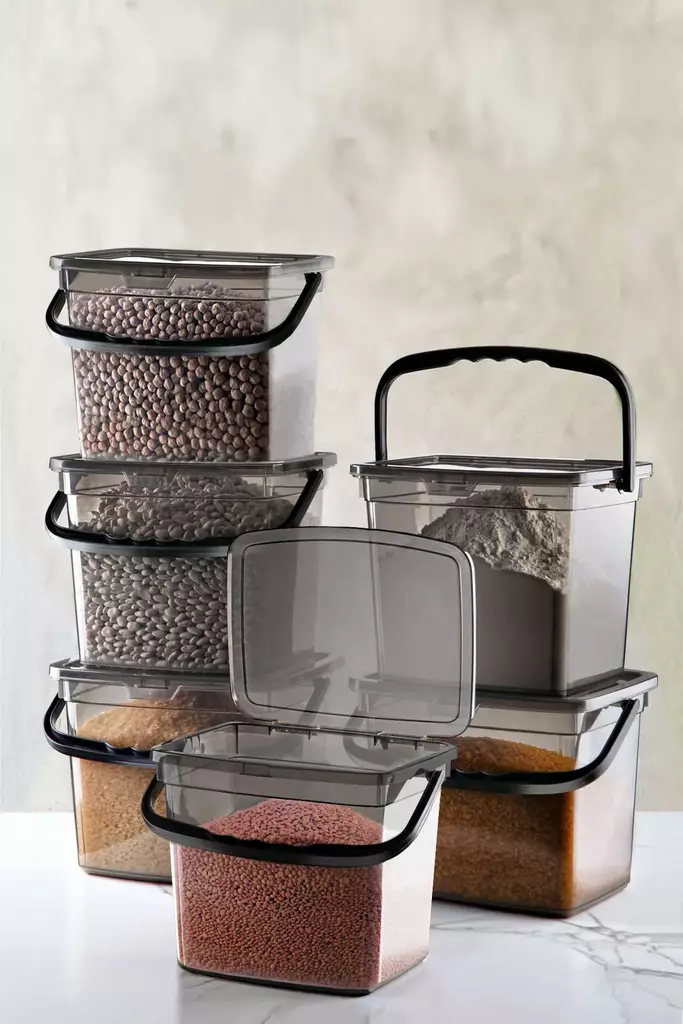 Förvaringslåda Set Hermia Grå Plast 6 Delar - Matlådor och matförvaringsbehållare - 8684283773176 - 1