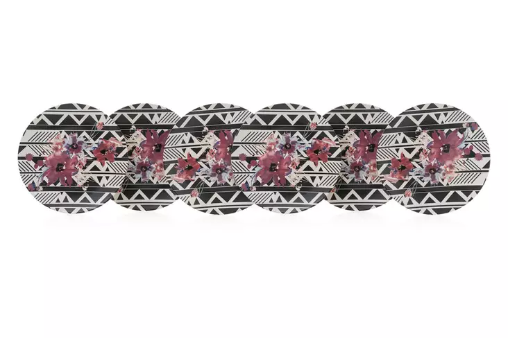 Serveringsfat Set Hermia Vit Svart Lila Keramik 6 Delar - Serveringsfat - 8682870815346 - 1