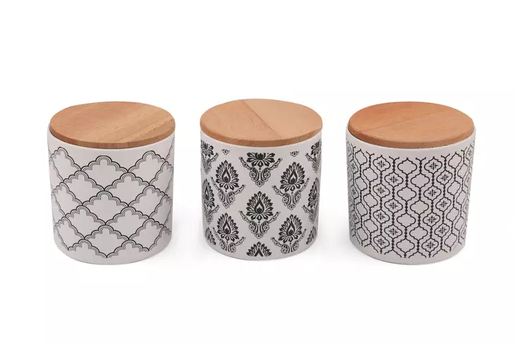 Förvaringslåda Set Hermia Vit Svart Keramik 6 Delar - Matlådor och matförvaringsbehållare - 8682870815186 - 1