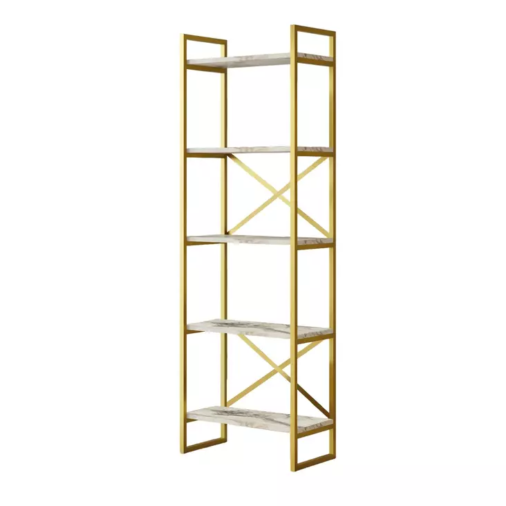 Bokhylla Hanah Home Vg3 Ge Marmormönster Spånskiva 58x175x30 cm - Bokhyllor - 8684282134886 - 1