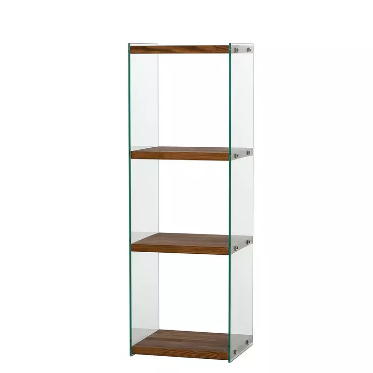 Bokhylla Hanah Home Aqua 3 Natural Härdat Glas Massivt Trä 40x120x35 cm - Bokhyllor - 8684282402466 - 1