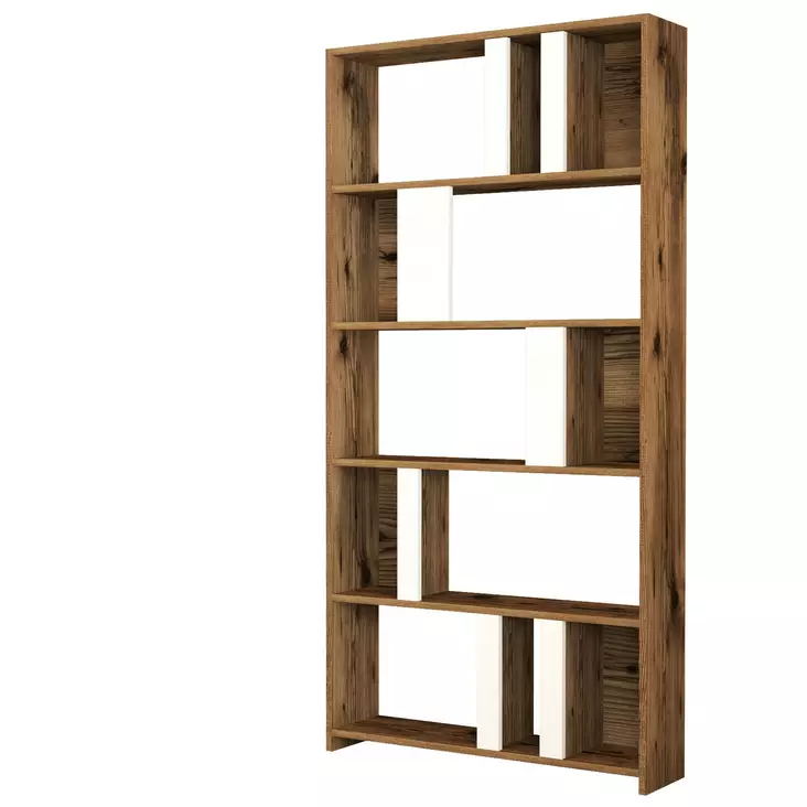 Bokhylla Hanah Home Lima Valnöt Vit Spånskiva 90x180x20 cm - Bokhyllor - 8683342169806 - 1